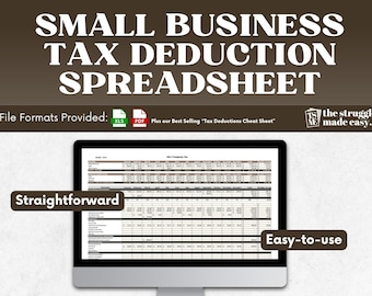 Hoja de cálculo de deducciones fiscales para empresas. Rastreador de gastos de autónomos. Plantilla de preparación de impuestos para autónomos en Excel y PDF. Rastreador de gastos detallados.
