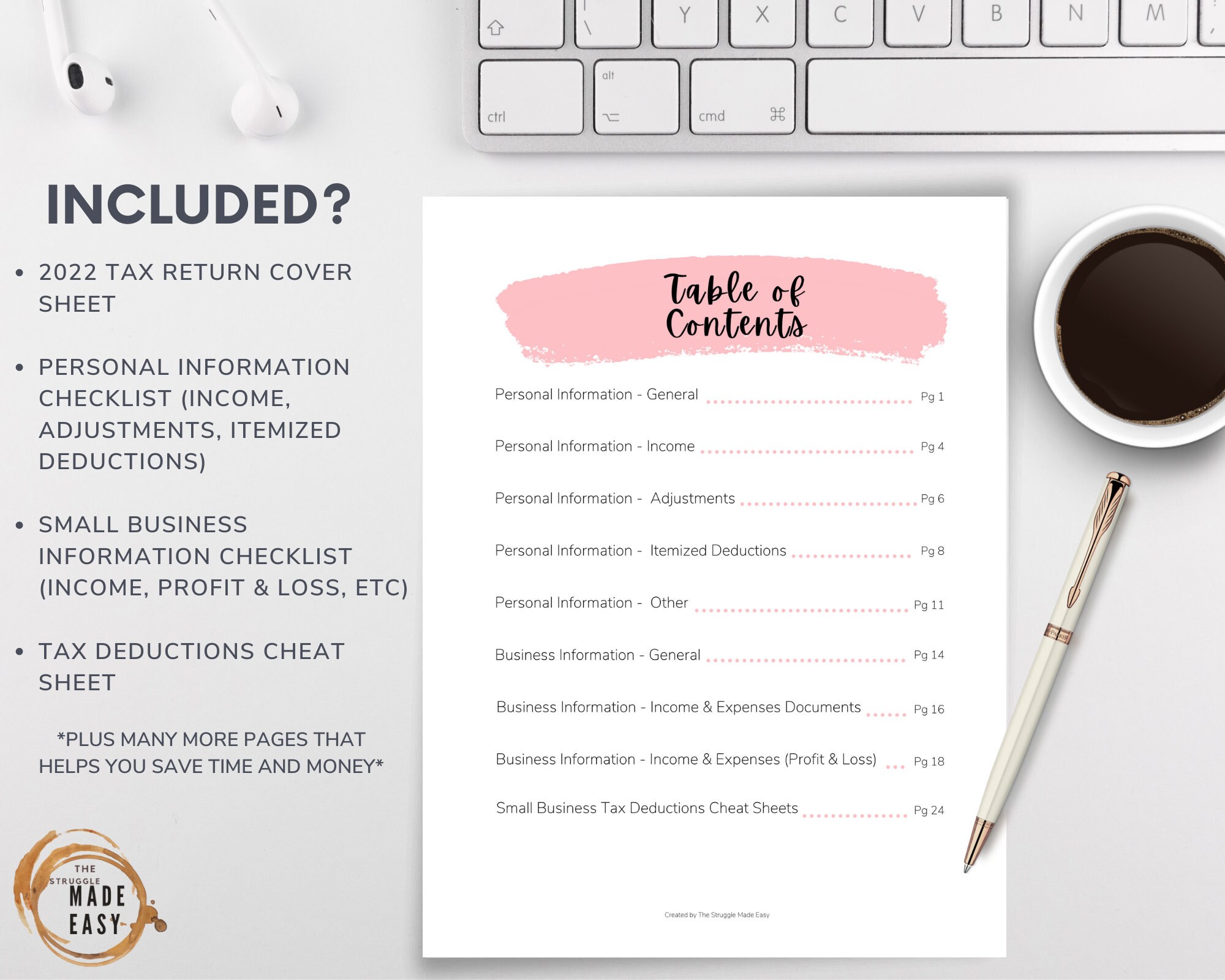 2022 Tax Return Organizer Binder Individual AND Small Business Tax PDF