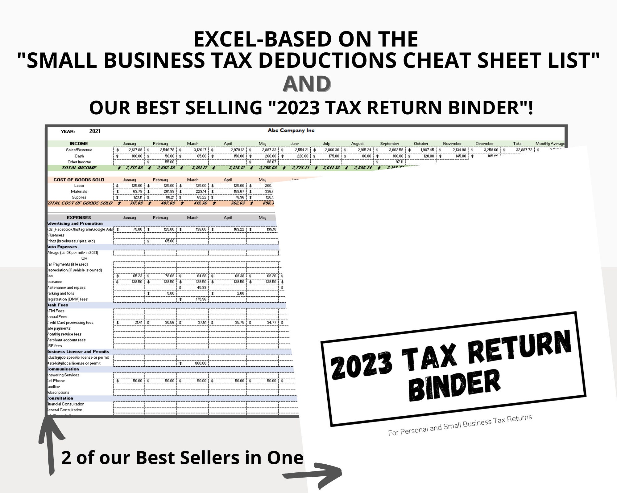 2023 Tax Return Binder Excel, Individual AND Business Tax, Tax