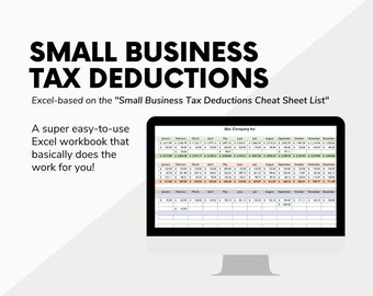 Small Business Tax Deductions Cheat Sheet + Excel (Digital Download)