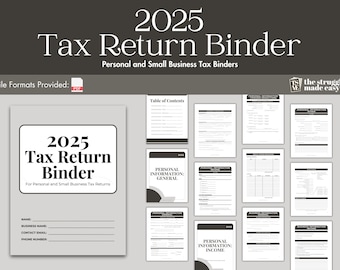 Printable Tax Binder for Small Business | 2025 Tax Organizer & Expense Tracker | Digital Tax Prep Workbook (U.S. Only)