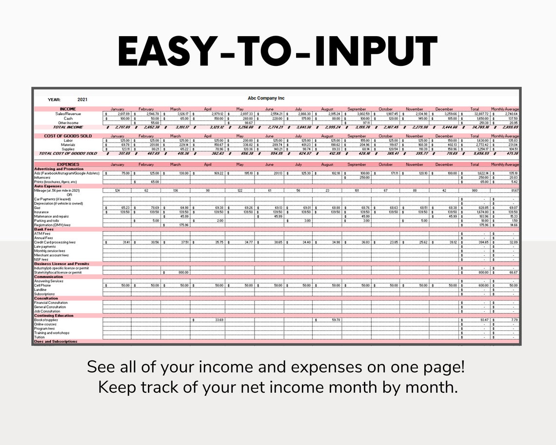 Business Tax Deductions Cheat Sheet Excel in PINK Tax - Etsy