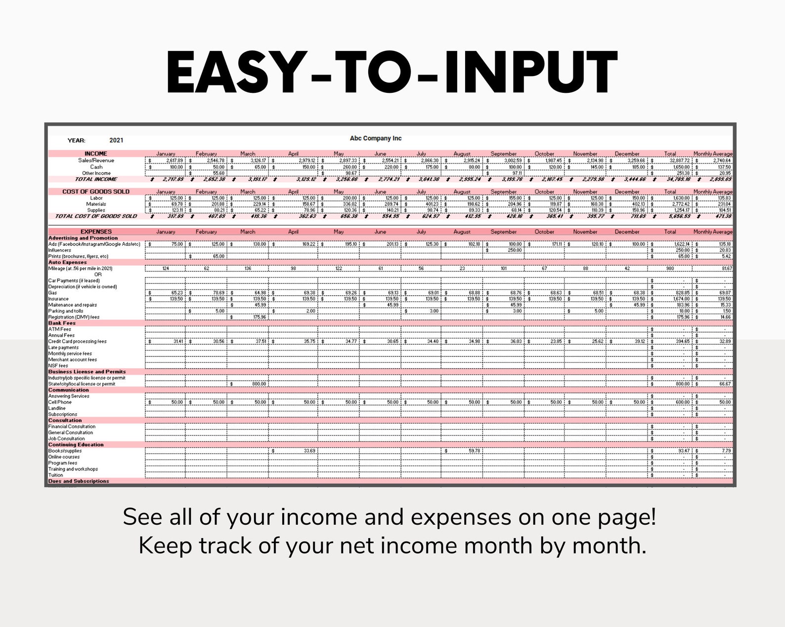 Business Tax Deductions Cheat Sheet Excel in PINK Tax Etsy