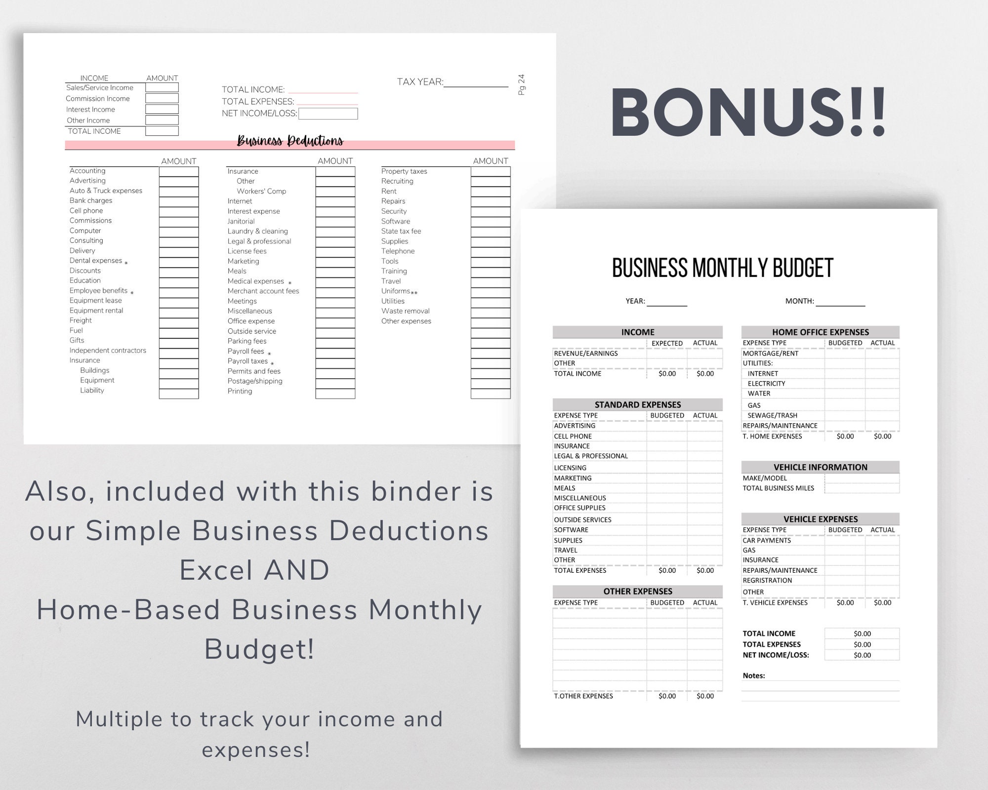 2022 Tax Return Organizer Binder Individual AND Small Business Tax PDF