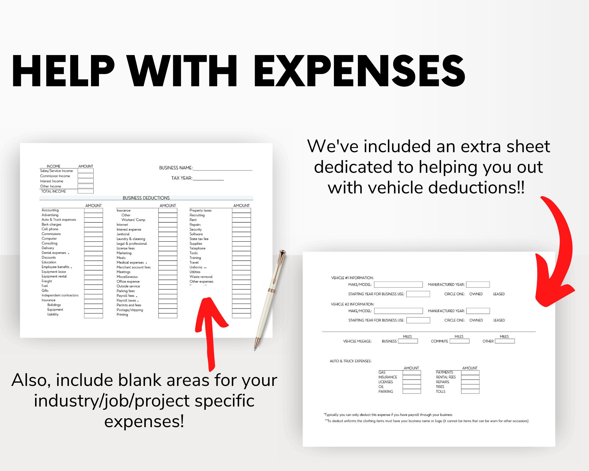 Simple Business Deductions Excel PDF Tax Deductions List - Etsy
