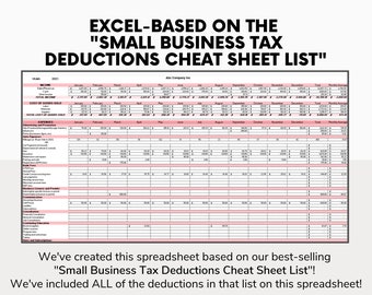 Tax Deduction Tracker Excel Self Employed Tax Spreadsheet Small Business Freelancer Tax Prep Template Itemized Write Offs Tracker