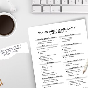 Business Tax Deductions Cheat Sheet Excel Deductible Tax - Etsy