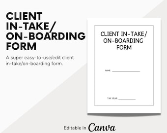 Client In-Take Onboarding Form: Editable Tax Organizer (Canva Template)
