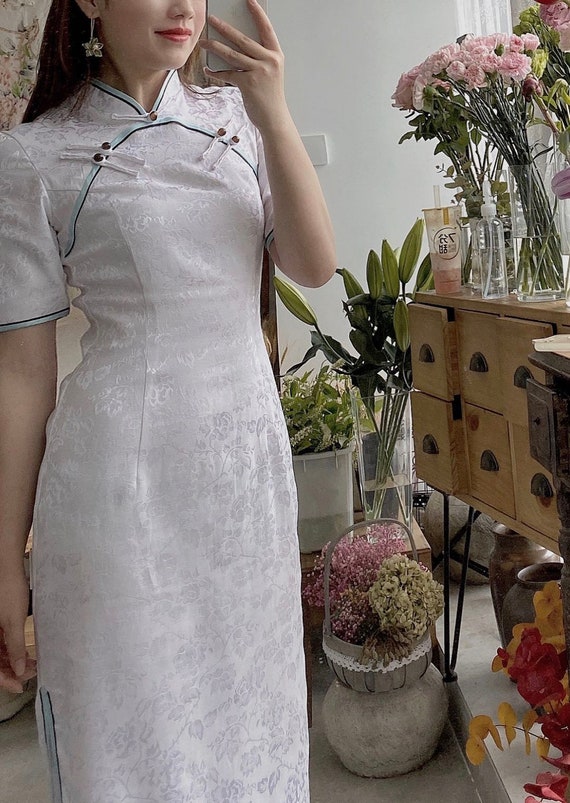 Custom White Qipao Cheongsam Dress ...