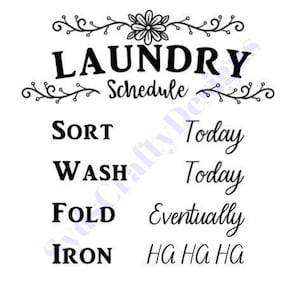 Laundry Schedule | Instant Download, Cricut Cut Files, Silhouette Cut Files | SVG, JPG, PNG