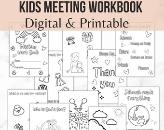 Printable Kids workbook, JW Toddler workbook, kids meeting workbook, JW coloring book, Downloadable, Jw service, JW kids activity book