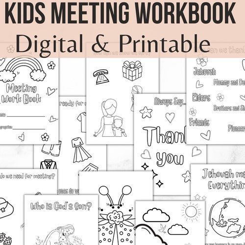 Printable Kids Workbook JW Toddler Workbook Kids Meeting - Etsy