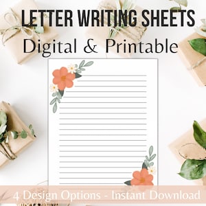 Papelería para escribir cartas imprimible / Papel para escribir cartas de los TJ / Suministros para el servicio de campo / Papel digital para el ministerio / Carta floral / Servicio de los TJ