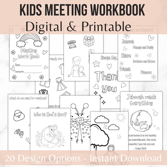 Printable Kids Workbook JW Toddler Workbook Kids Meeting | Etsy