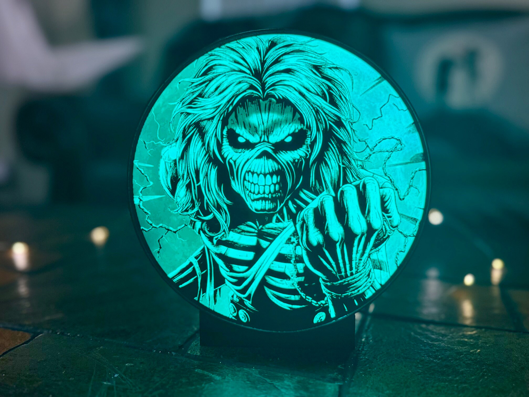 Eddie / Iron Maiden Lithopane Lightbox / Lamp! Multicolored Lights