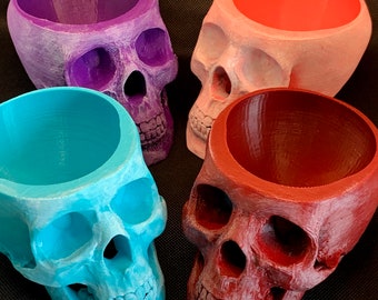 Colorful Skull Succulent Planters, Hand Sculpted and Painted!