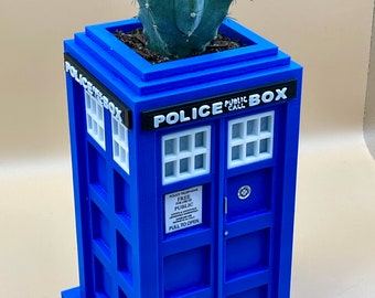 Dr. Who Tardis Succulent Planter, Hand Sculpted in Two Sizes!