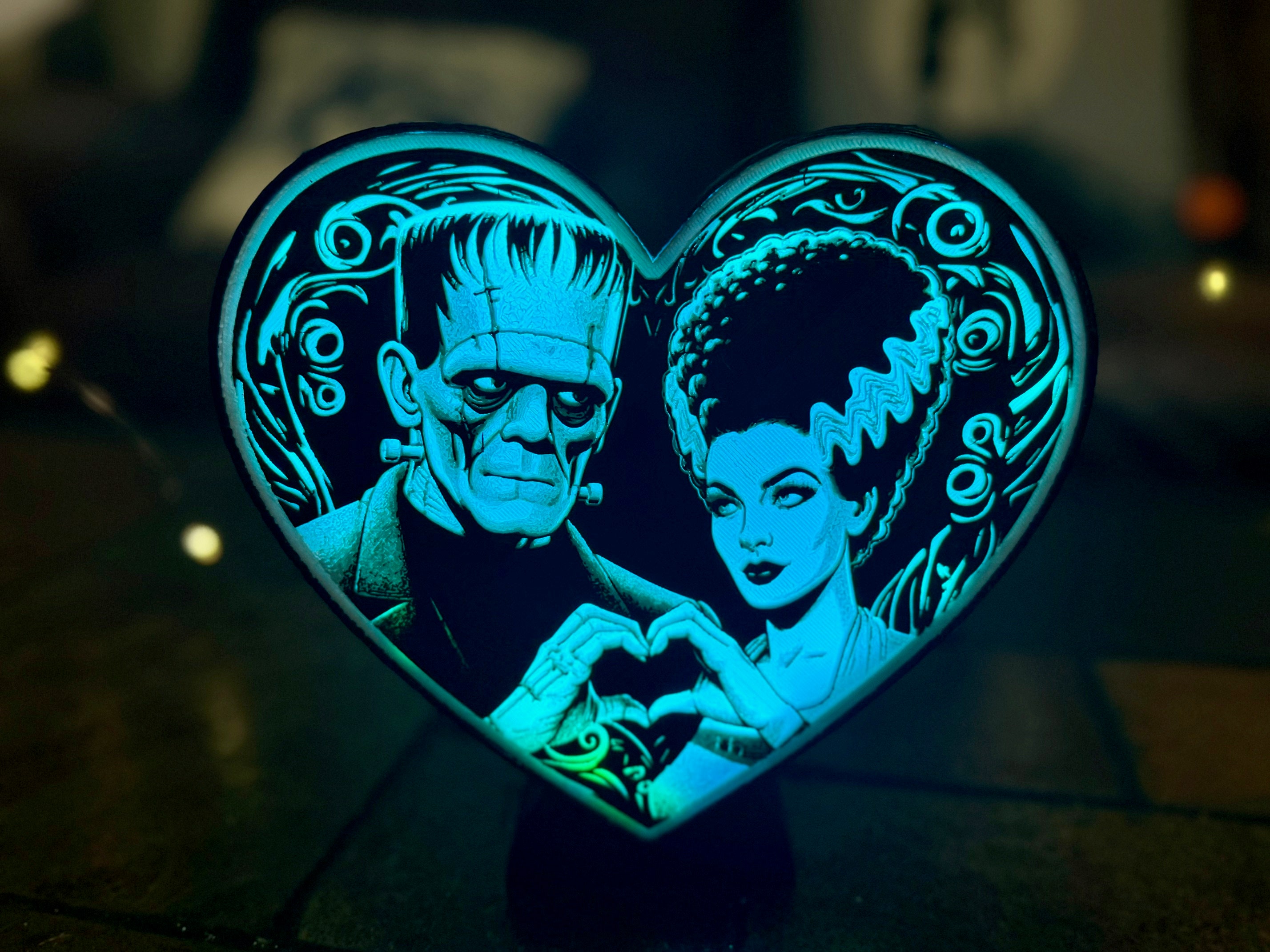 Frankenstein / Bride Nightmare Lithopane Lightbox / Lamp