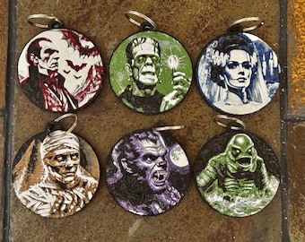 3D Universal Monsters Keychain / Charms! Frankenstein, Bride, Dracula, Wolfman, Mummy, Creature