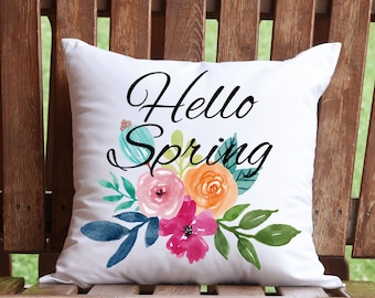 hello spring pillow