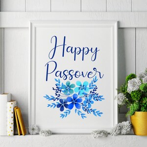Happy Passover Printable Sign, Passover Decor, Feast of Unleavened Bread, Spring Festival, Jewish wall art, Spring Biblical Feasts  Print