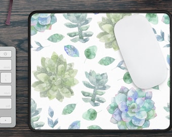 Succulent Mousepad, Office Decor, Desk Accessories, Spring Flowers Mousepad, Office Gift, Green mouse pad