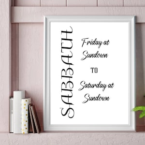 Sabbath Sundown PRINTABLE, Messianic Jewish, Torah Observant Wall Sign, Sabbath Wall Printable, Wall Decor, 8x10, 11x14 PDF Digital Download