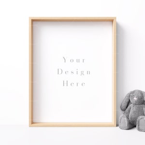 Nursery Frame Mockup - Wood Frame Nursery Poster Mockup. Realistic Kids Room Frame Mock-up. Minimalist Baby Room Frame Mock up. PSD/JPG