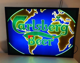 Original Carlsberg Beer Neon Sign Light on Good Conditions