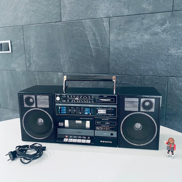 SANYO Radio Cassette Recorder-Player, model : C-12 (Black Color) Excellent Conditions