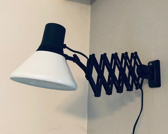 FASE LAMP Vintage Black and White metal Scissor Lamp, harmonica/accordion lamp, mid century design lamp