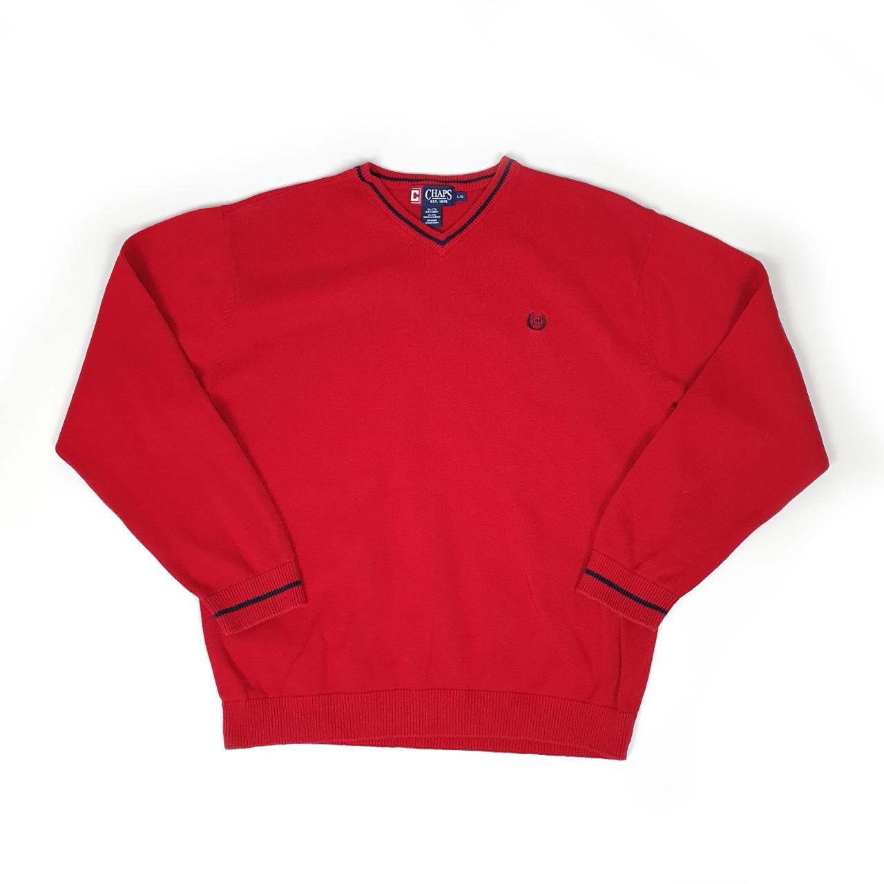 Anticvalley Vintage Chaps Red Knit Sweater Sweatshirt - L