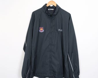 Vintage Fila West Ham United Football Jacket Soccer Track Top Windbreaker y2k 2XL