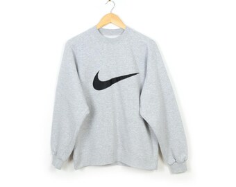 Nike Men's Grey Sweatshirt vintage big logo big swoosh - Medium M mens
