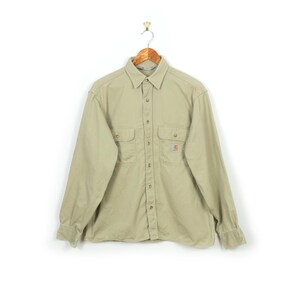 Carhartt Rugged Long Sleeve Button Down Vintage beige shirt - L