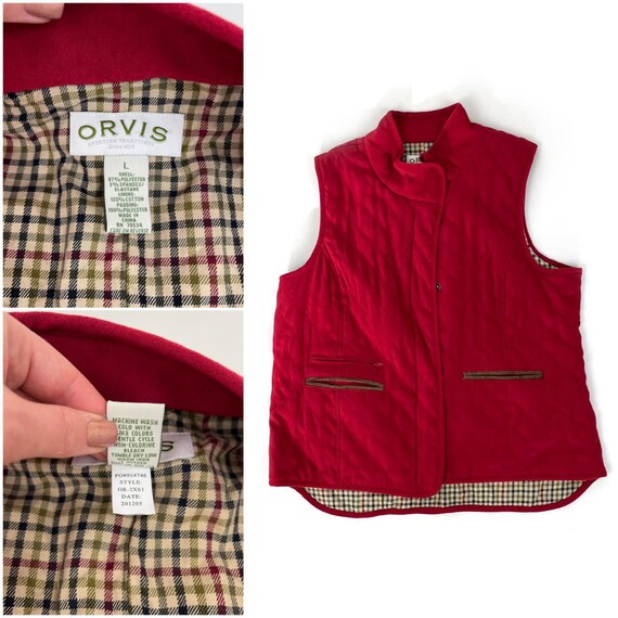 Orvis Berry Red Quilted Paddock Vest Gilet L womens Gem