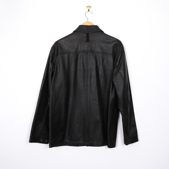 Vintage Gap Coat Cow Leather Jacket Dark Brown Mens Biker