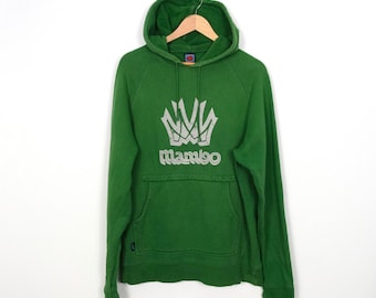 Vintage y2k Mambo Surfstyle Skate Hoodie Grön Stor L Avslappnad