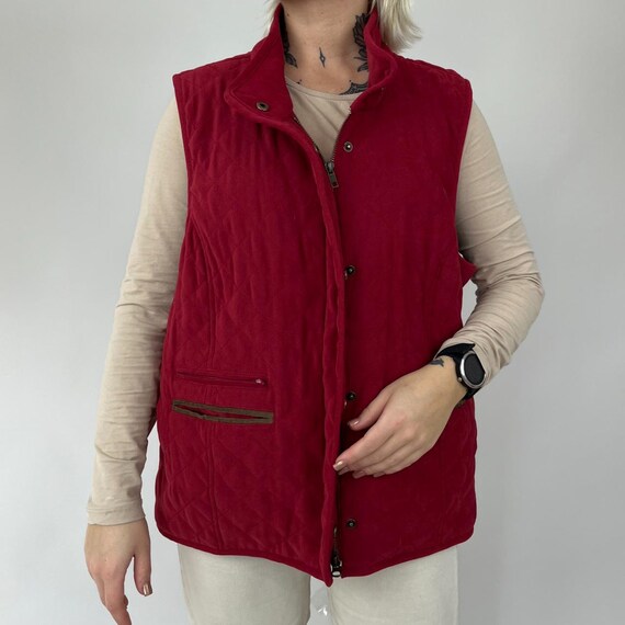 Orvis Berry Red Quilted Paddock Vest Gilet L womens Gem
