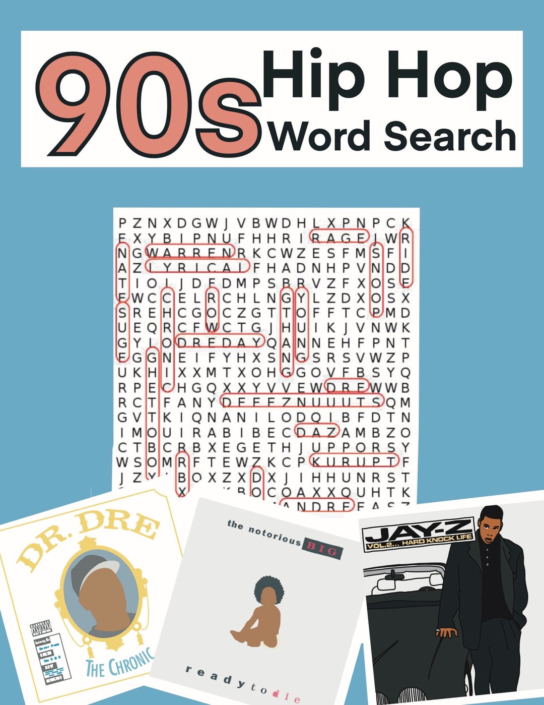 PRINTABLE WORD SEARCH Pages 90s Hip Hop (2pac Biggie Jay Z Dre Snoop ...
