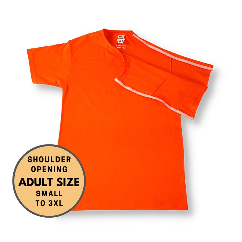 T-shirt adulte avec ouverture d'épaule pour fracture du col, fracture du bras, t-shirt de récupération après une fracture de l'épaule, vêtement adapté unisexe image 1