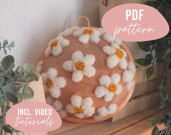 PDF MUSTER. Garnstickerei ""flauschiges Gänseblümchen"" Motiv. Digitaler Download mit Video-Tutorials.
