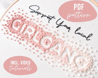 PDF PATTERN. Support your local girlgang embroidery design. Digital download with video tutorials.