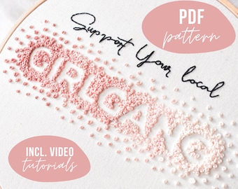 STICKVORLAGE. Support your local girlgang. Stickmuster mit Anleitung und Video Tutorials zum digitalen Download
