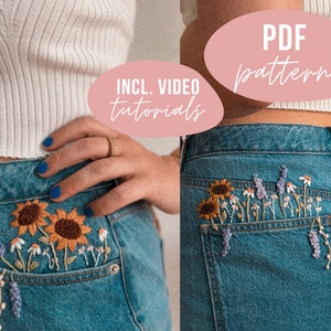 PDF PATTERN. flowermeadow embroidery - stitching guide for clothes (ENG). Digital download with video tutorials.