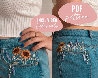 PDF PATTERN. flowermeadow embroidery - stitching guide for clothes (ENG). Digital download with video tutorials.