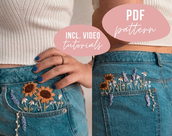 MODÈLE PDF. broderie flowermeadow - guide de couture pour vêtements (ENG). Téléchargement numérique avec didacticiels vidéo.