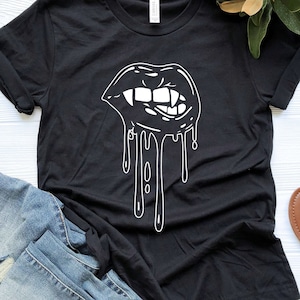 Vampire Lips Shirt, Womens Halloween Shirt, Funny Halloween, Halloween Party, Bite Me Shirt, Halloween TShirt, Spooky Shirt, Scary Shirt