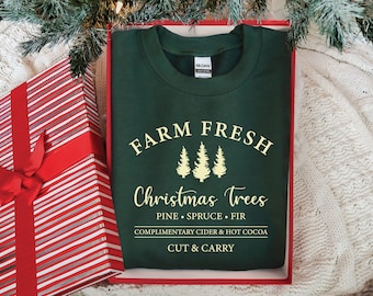 Christmas Gift Idea, Farm Fresh Christmas Trees, Holiday Sweatshirt, Oversized Christmas Crewneck, Christmas Hoodie & Sweatshirt
