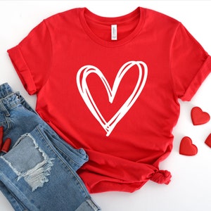 Heart Shirt Women, Valentine&#39;s Day Shirt, Cute Heart Shirt, Love Shirt, Girlfriend Shirt, Wife Shirts, Love Tee, Cute Love T-shirt